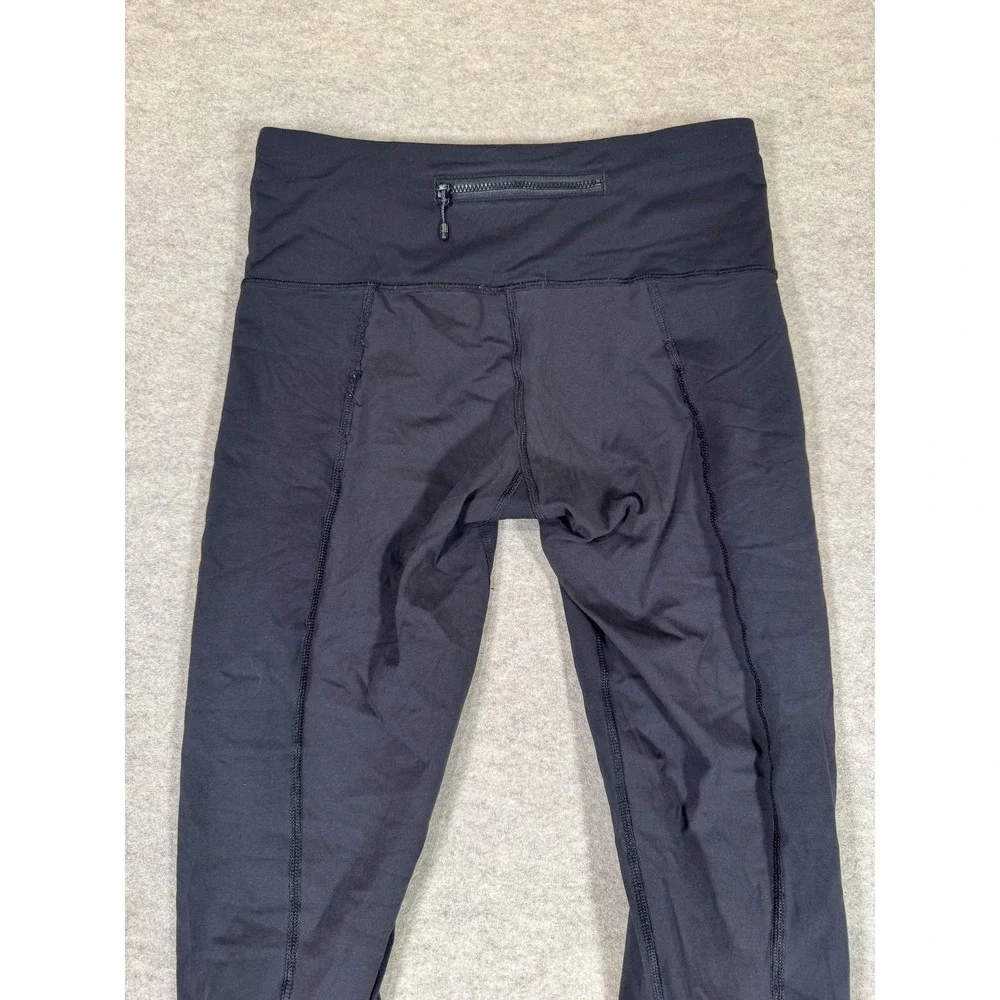 Lululemon‎ Leggings Womens 6 Black Capri Ruched Zip Pocket Yoga Athletic Gym